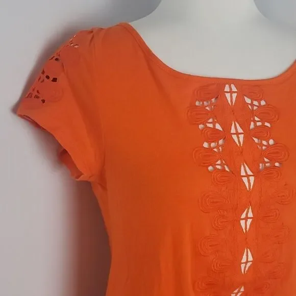 Anthropologie Meadow Rue Orange T-Shirt Size Small - Picture 3 of 8